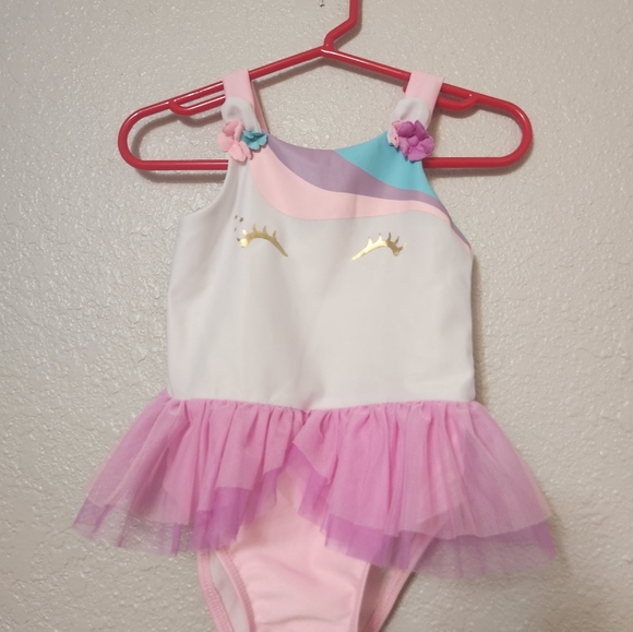 Cat & Jack pink unicorn one piece swimsuit size 18 months - Picture 3 of 7
